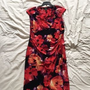 Pink orange black yellow purple flower dress